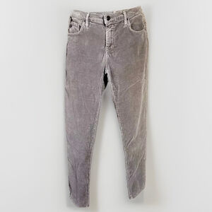 AG Adriano Goldschmied Gray The Stevie Ankle Slim Straight Leg Velvet Cords 31R